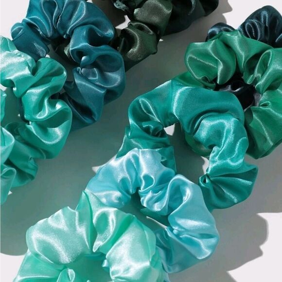 Green Satin Scrunchies  - Picture 2 of 3